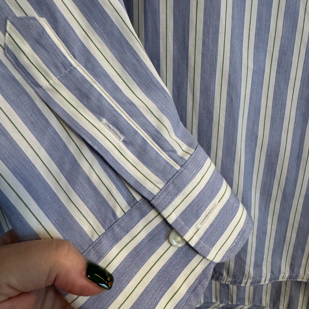 ANN MASHBURN Blue and White Striped Casual Shirt - Picture 4 of 6